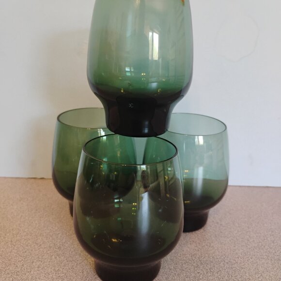 Libbey MCM Tempo Pattern Lage Juice Glasses, Teal, set of 4 - Picture 3 of 6